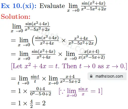 SN Dey Class 11 Solutions Limits Short Answer Type Questions - Mathstoon