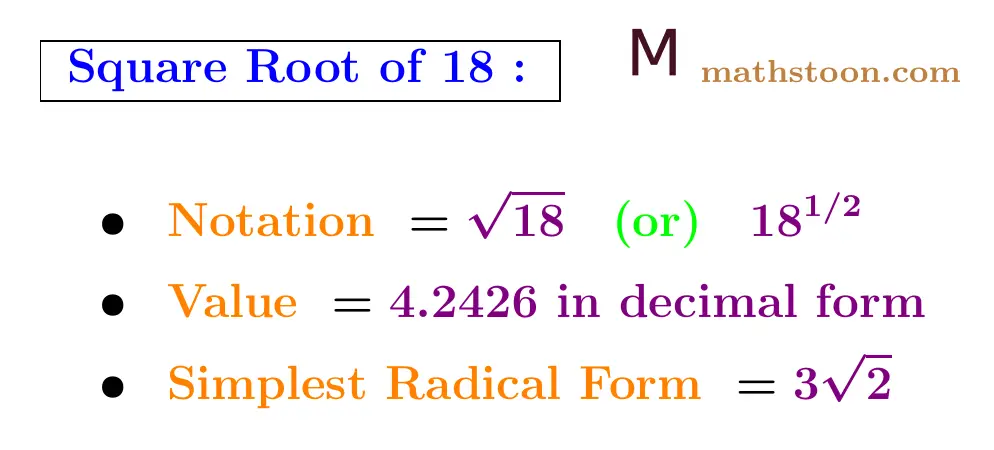 Square root of 18