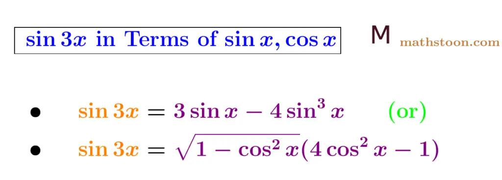 sin3x formula in terms of sinx