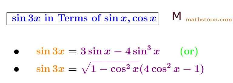 Sin3x Formula in Terms of Sinx, Cosx [With Proof] - Mathstoon